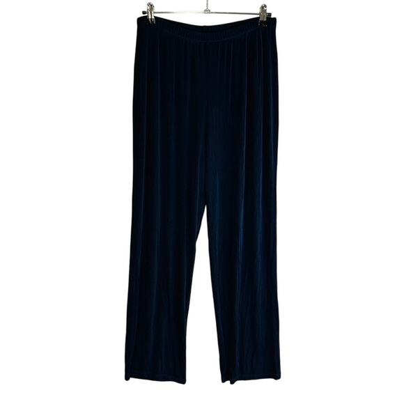 Citiknits Womans Large Pants Pull On Stretch Comfort Blue Travel Slinky Comfort - Picture 1 of 8